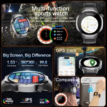 ساعة ذكية جديدة 2026 طراز 5 ماكس بشاشة HD IPS، تتبع GPS وNFC، مكالمات بلوتوث، مقاومة للماء، أكثر من 100 نمط تمرين، مراقبة ضغط الدم 2