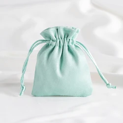 Luxurious Green Velvet Jewelry Gift Pouches - Set of 10 - 12x16ccm (Light Green)