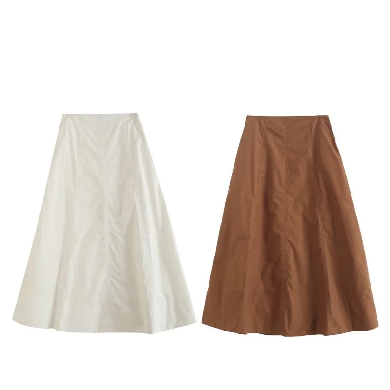 

2023 Summer New Women's Clothing Temperament High Waist Casual And Comfortable Cotton Skirt Simple Mid-length Skirt