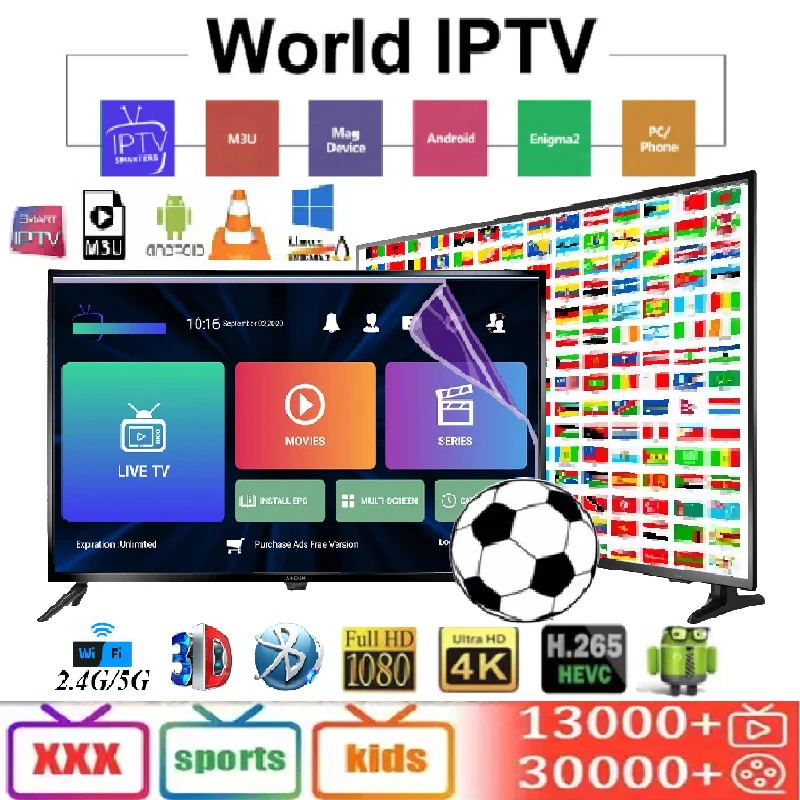 IPTV M3U Smart TV 4k Android Box Ott H.265 медиаплеер 2 4G Wifi XX Amlogic PC подписка españa All Europe Premium Xtream Code |