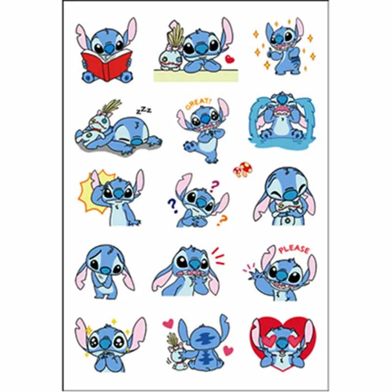 Stitch Disney Anime Figure Waterproof Tattoo Sticker Cartoon Doll Decoration Stitch Sticker Model Kids Toys Girls Birthday Gift - Bilde 2