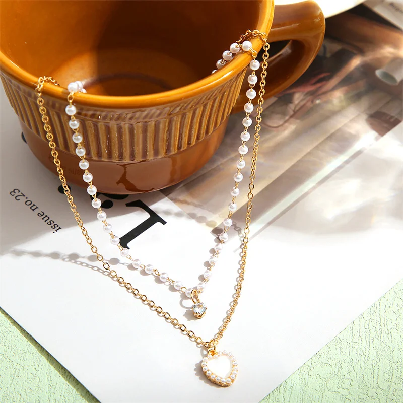 Silver Color Heart Choker Necklace for women Multilayer Long Tassel Butterfly Pendant Chain Necklaces & Pendants Fashion Jewelry