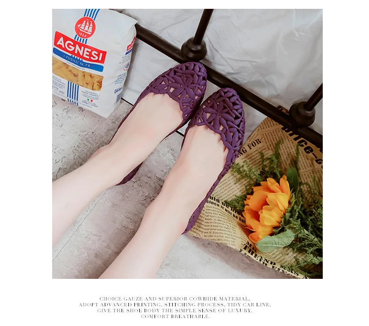 S13330fcc13154101848ff19a610a45cbq Durable Women’s Black Jelly Flats Non-slip Breathable Casual Sandals