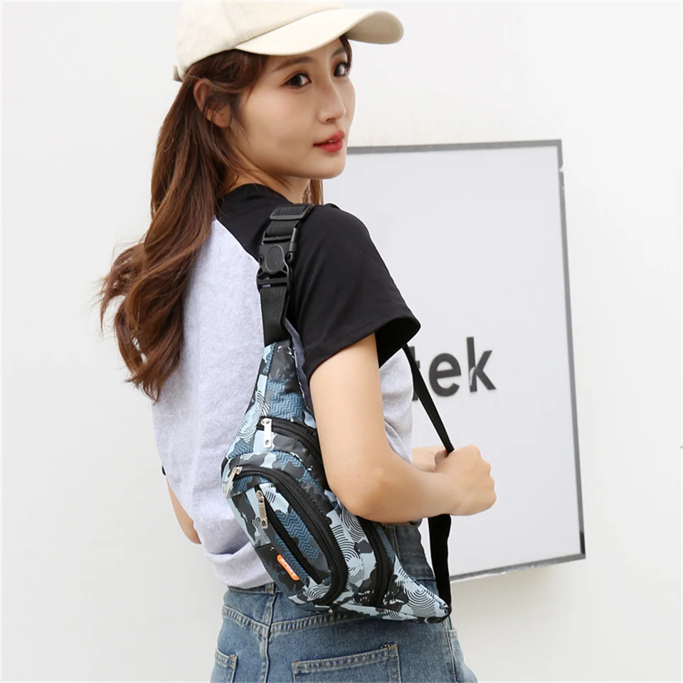 Women Waist Bag Sling Pocket Fashion Handbag Oxford Unisex Waist Bag Ladies Waist Pack Purse