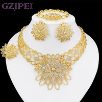 Luxury Jewelry Set For Women High Quality 18K Gold Plated Dubai Jewelry Necklace Earring Ring Bracelet Trending 1