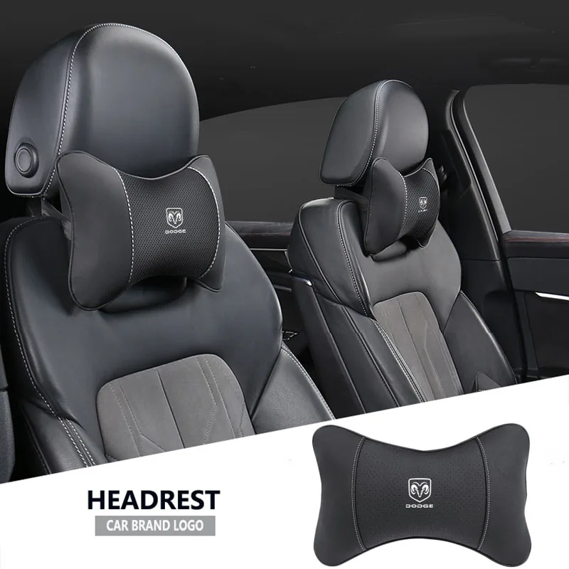 1Pcs Car Seat Headrest Auto Logo Neck Pillow For Dodge Ram Journey