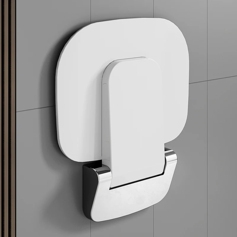 90° Wall Mounted Folding Chairs Shower Seat Waterproof Shower Bench Shoe Changing Stools White Load 150kg for Bathrooms Porches 2