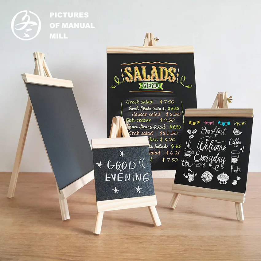 

Wooden Mini Blackboard Stand for Cafe and Tea Shop Advertising Display Menu Board