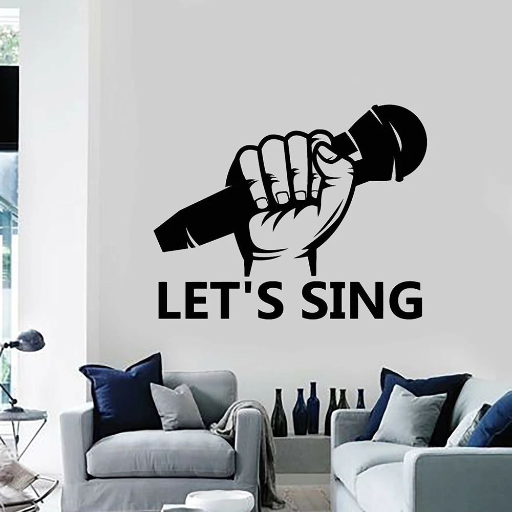 

Vinyl Wall Decal Let's Sing Microphone Karaoke Musical Wall Sticker Music Wall Decor Mural Removable Art Decor Stickers A410