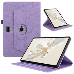 3D Tree Embossed 360 Rotation Tablet Stand Cover - 11.5 Inch for Honor Pad X8 Pro (Purple)