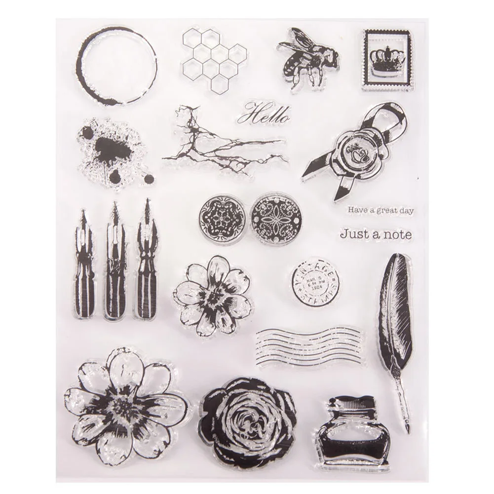 

Clear Stamps for Planners and Calendars Flower Tree Butterfly Background Rubber Stamp DIY Easy Alignment Durable Material