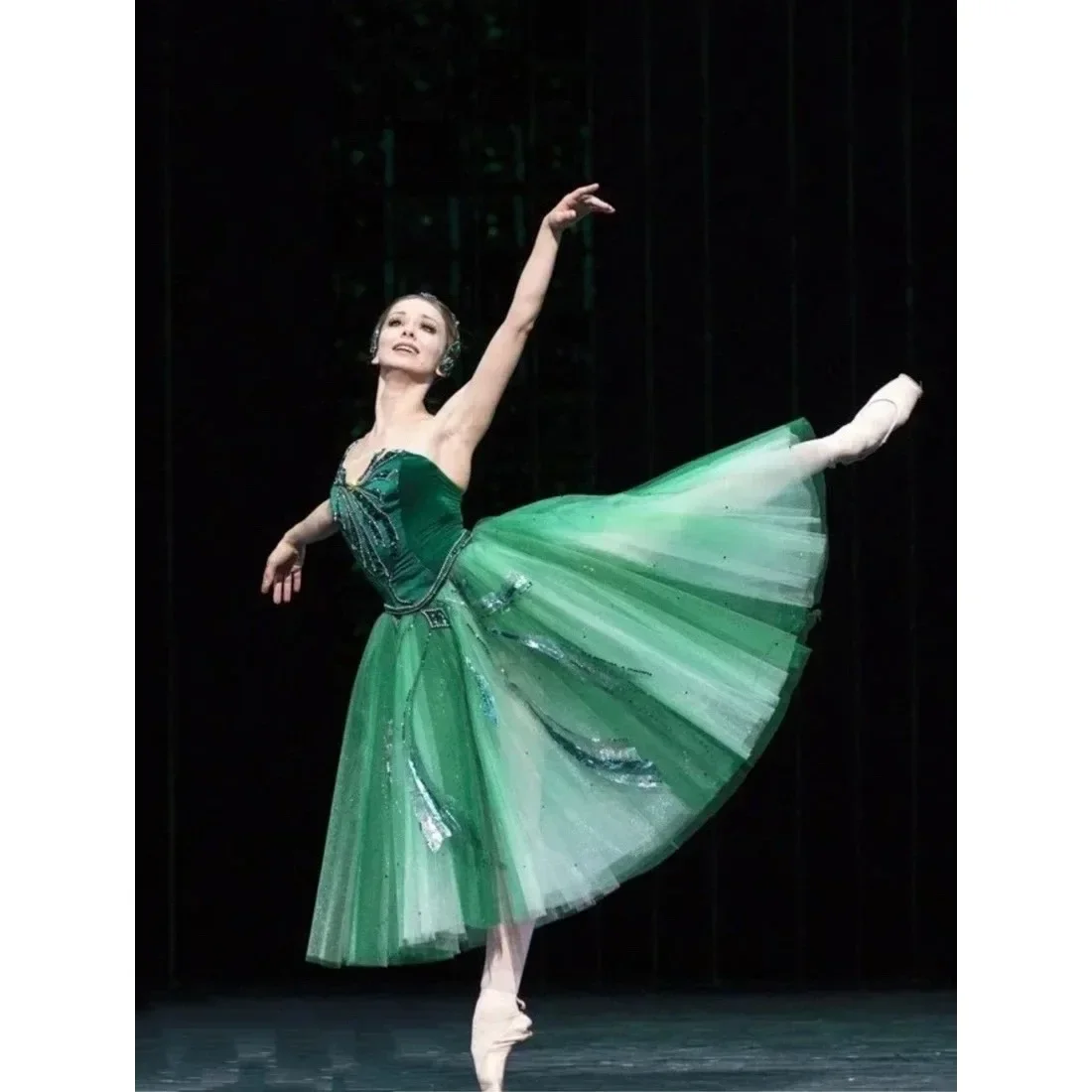 children-ballet-skirt-swan-lake-performance-dress-green-velet-long-ballet-dress-girls-ballet-leotards-for-women-ballerina-dress