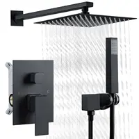 Shower Faucet Set Matte Black Shower System, with 10 inch Shower Head and Handheld Spray Rain, 2 in 1 Wall Mounted 1