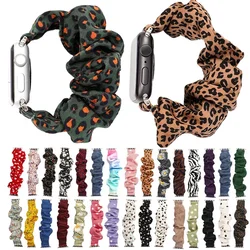 Fabric Elastic Strap for Apple Watch 7 6 5 SE 41 45 38mm Women Girls Scrunchie Lace Band Bracelet Iwatch Serie 3 2 1 42 40 44 Mm