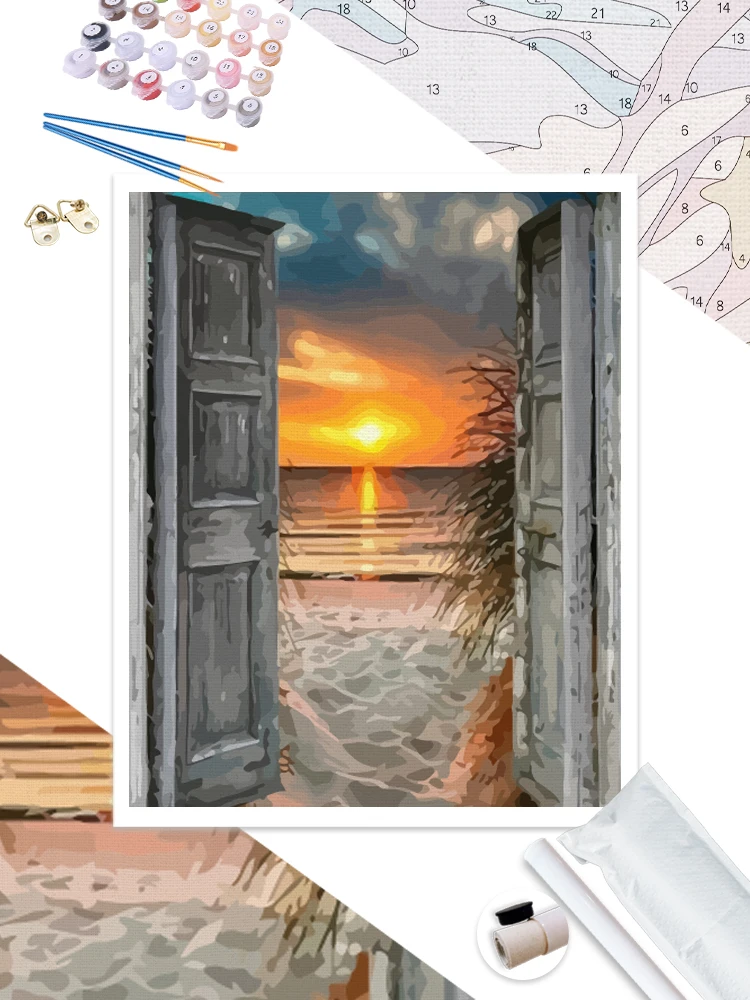 Acrylic Diy Painting By Numbers Beach Seascape Acrylic Paint On Canvas Draw Coloring By Numbers For Diy Gift CHENISTORY painting by numbers kits painting by numbers