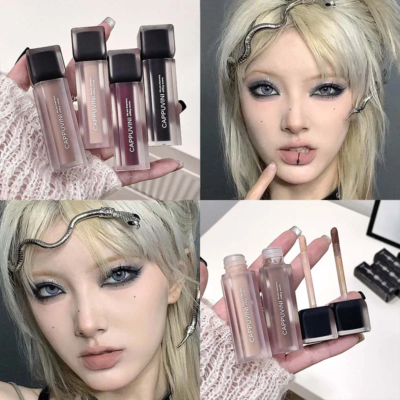 Obsidian Matte Lip Glaze Nude Base Deep Lip Primer Waterproof Dark Retro Rose Brown Lipstick Pigment Gothic Style Makeup lip makeup lip glaze