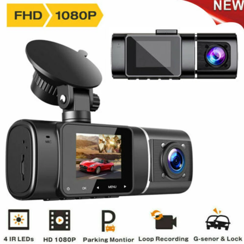 Dual Camera Car Dash Cam Full HD 1080P Video Recorder Dvr Registrator Front and Inside Cabin for Uber Taxi Driver | Автомобили и