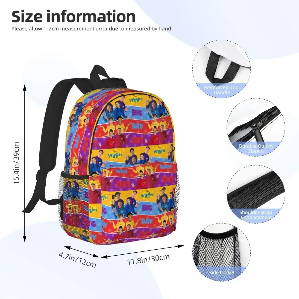 The Wiggles Tv Show Music Band Zaino per studenti, ragazzi, ragazze, borsa per libri, borsa da scuola per bambini, borse a tracolla per computer, per uomini e donne - immagine 2