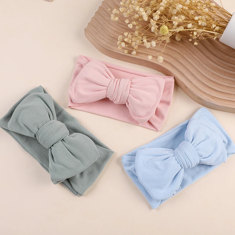 24pc/lot Newborn Solid Cotton Headband Baby Knotbow Elastic Hair Bands Girls Headwear Infant Soft Head wraps Wholesale Bundle