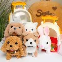 Children Pretend Play Simulation Plush Animals Eelectric Walking Cute Stuffed Dog Cat Backpack Set Education Toy for Girls 1