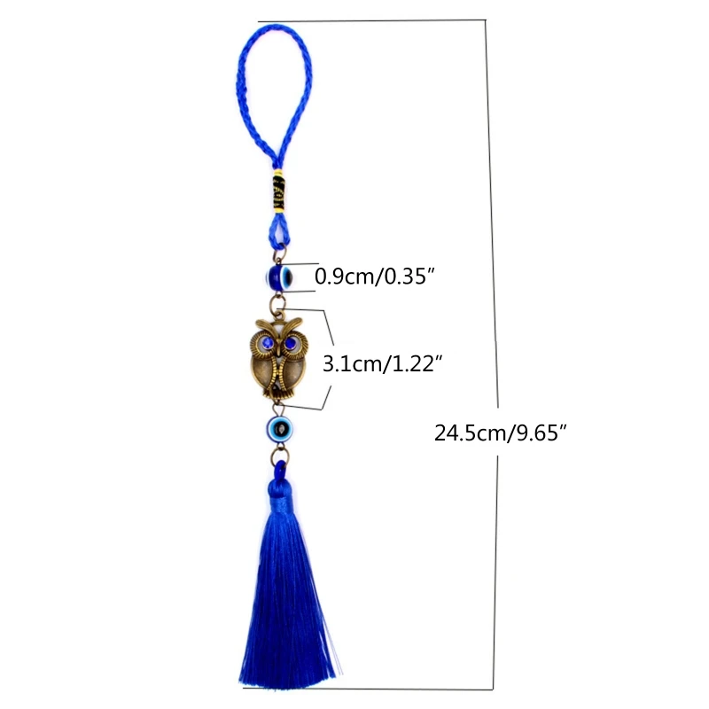 Turkish Blue Evil Eye Amulets Wall Hanging Pendant Home Decor Owl Tassel Ornament Home Car Protection Good Luck Blessing Gift 6