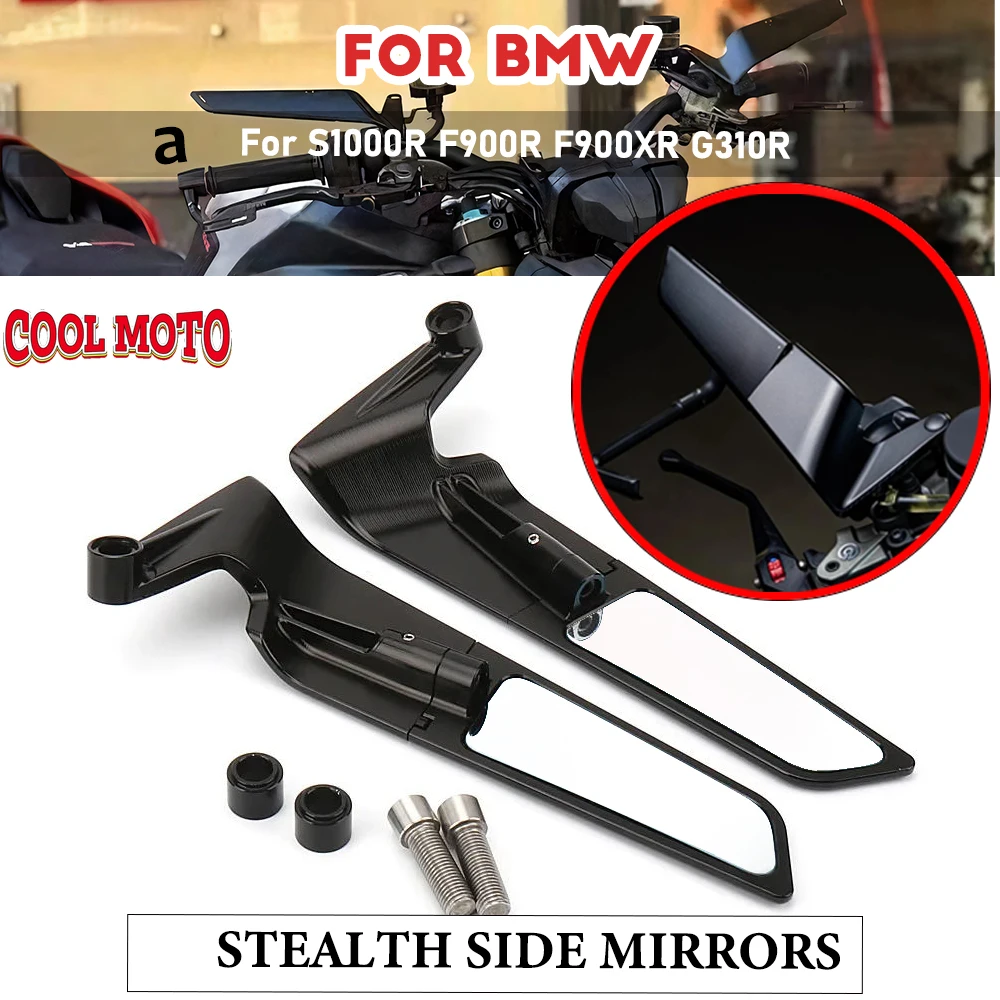 

Universal Motorcycle Mirror Wind Wing side Rearview Reversing mirror For BMW S1000R F900R F900XR G310R G310GS C400X C400GT Unive