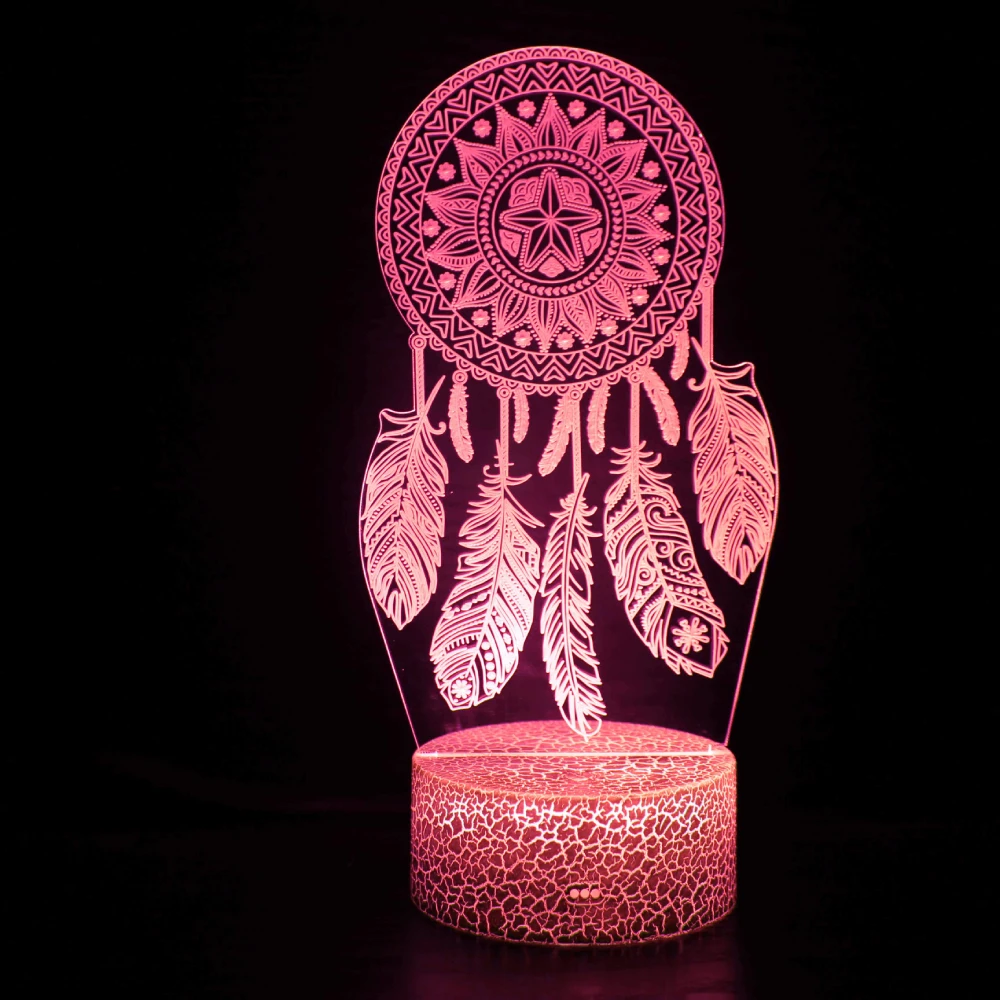 Lampe De Chevet 3D Avec Télécommande - 16 Couleurs - Illusion De Veilleuse En Acrylique Led