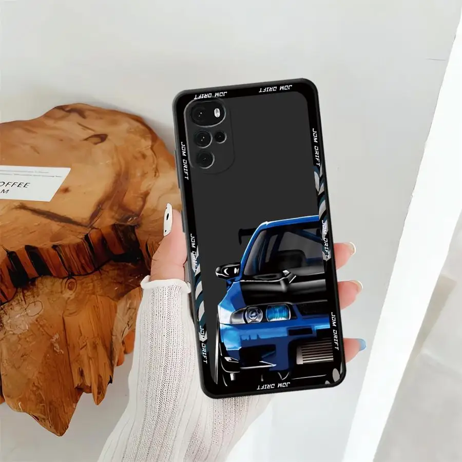 Japanese JDM Drift Car Design Black Soft Phone Case
