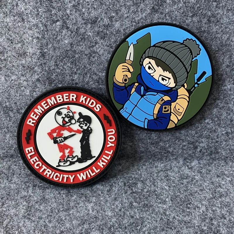 Russische Anti-Terror-taktische PVC-Elektrizität wird Sie töten Rucksack Aufkleber mit Messer Moral Abzeichen Haken Patch Militär maskiert