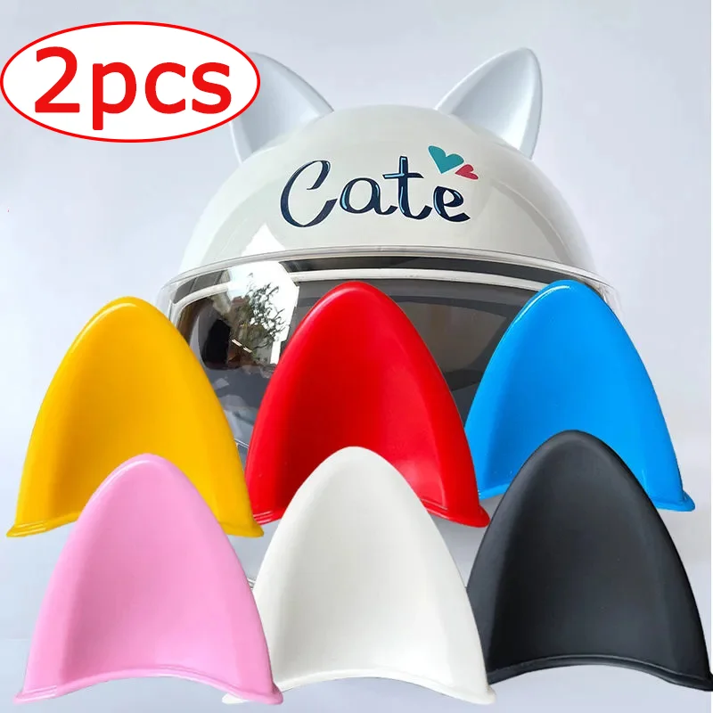 Cute Cat Ears Helmet Decoration Motorcycle Electric Car Helmet Styling Stickers Double sided Stickers Decor Helmet Accessories