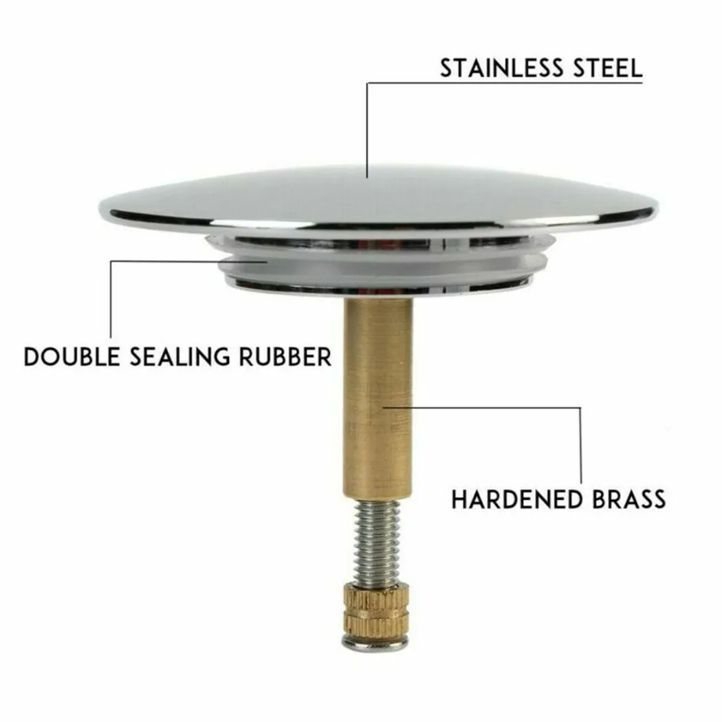 Drain Stopper 70mm Bathtub Basin Waste Pop-Up Plug for Most Sinks Bath Tubs