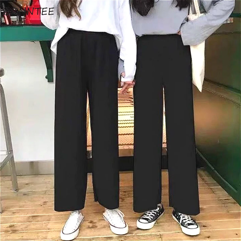 Fashion (black)Wide Leg Pants Women Korean Style Black Loose Casual Elastic  High Waist Oversize Lady Ankle-length Capris Chic Spring Trendy WEF @ Best  Price Online