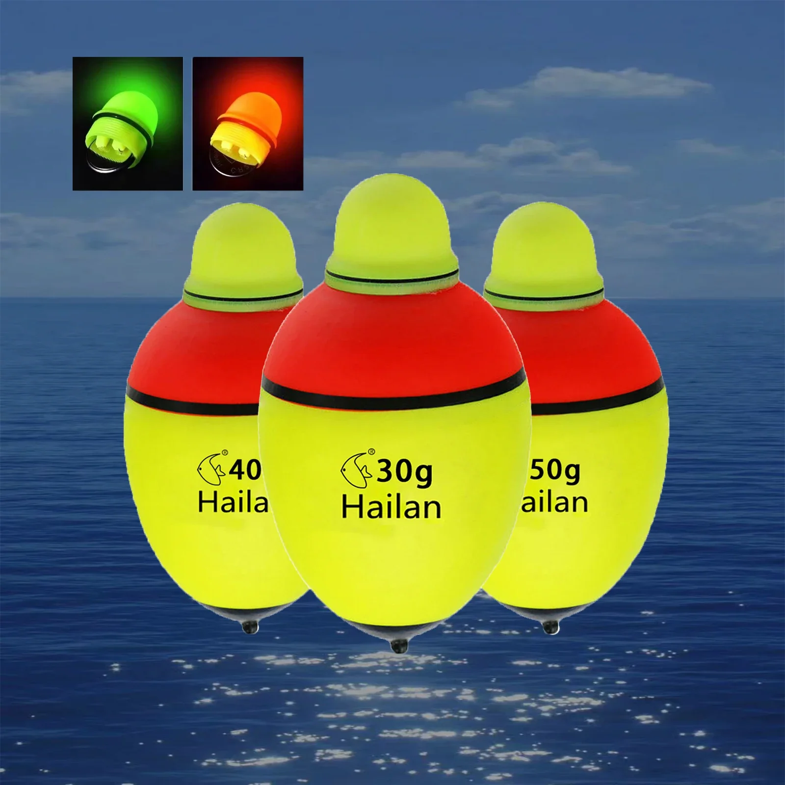 

FOCARP 5pc Electronic Night Light Fishing Float Double Optical Bobber for Freshwater and Saltwater Fishing EVA Electron Float
