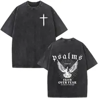 Christian Jesus Faith Over Fear Bible Verse Washed T-shirts Men Women Fashion Vintage Oversized T Shirts Harajuku Cotton T-shirt 1