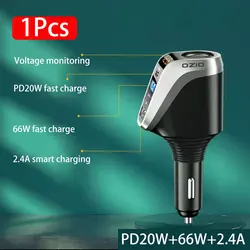 High - Power 66W USB Car Charger with Quick Charge QC3.0/PD Port - Efficient Charging (C With Type - c)