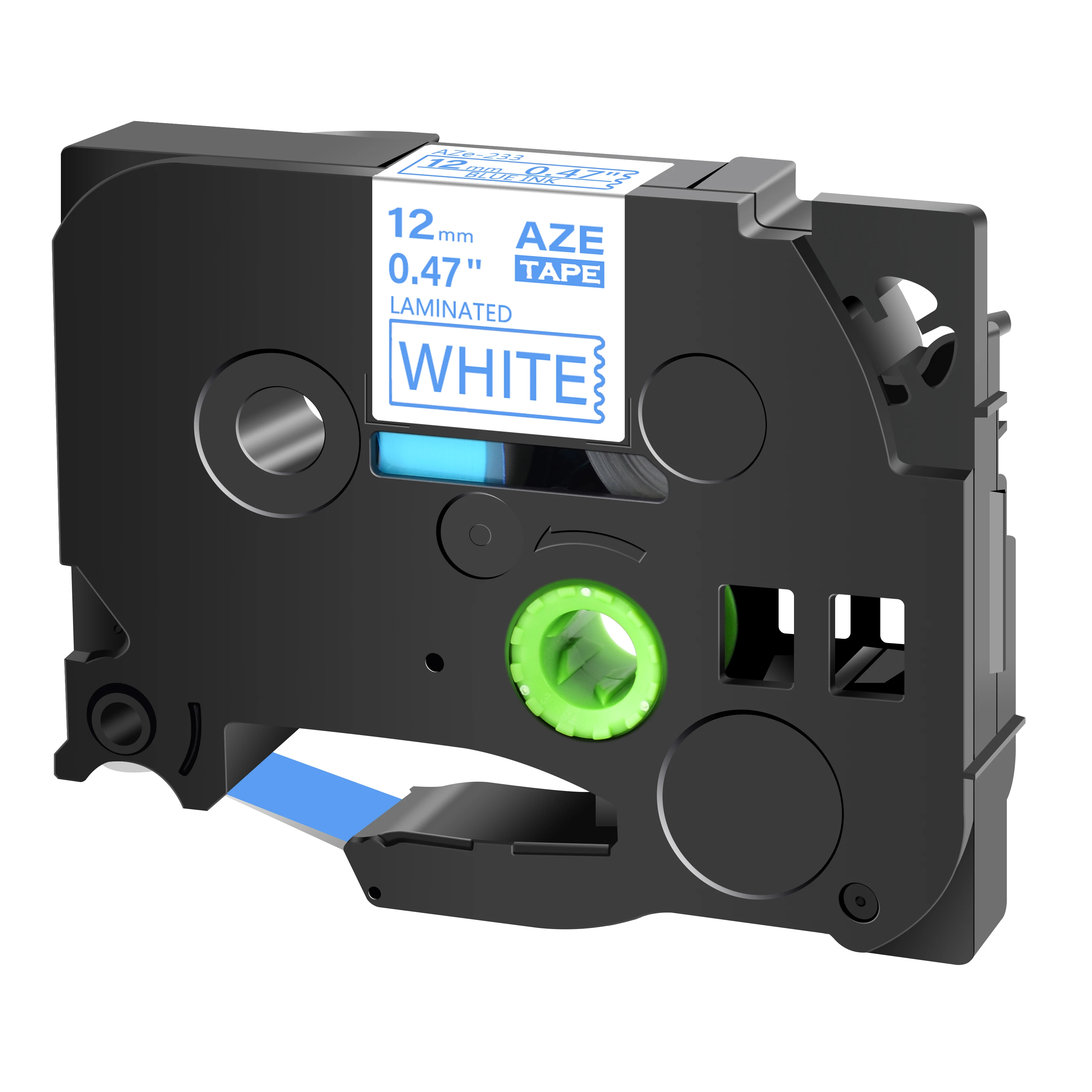 Versatile Black on White Labeling Tape for P-Touch Label Makers, 12mm Width