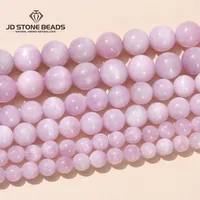 7A Natural Kunzite Purple Spodumene Stone Beads Round Loose Spacer Bead For Jewelry Making Findings Diy Bracelet Charm Accessory 1