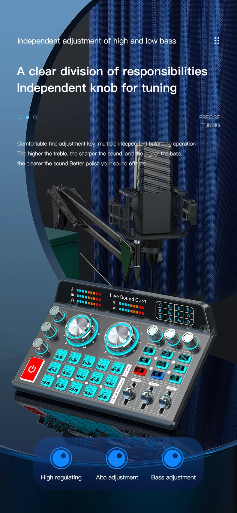 Live Sound Card for Mobile & Computer Universal Recording Mic Head Dedicated for Singing and Live Streaming