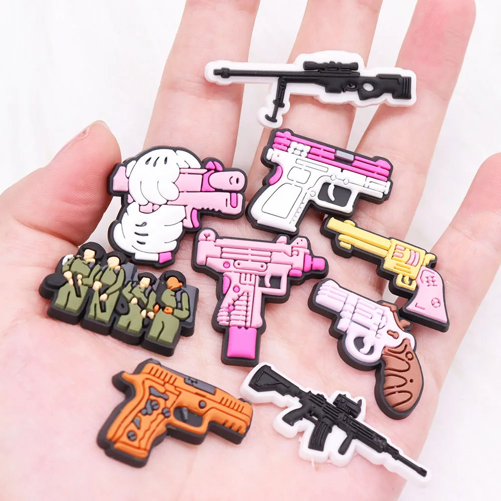 New Arrival 1pcs Soldier Gun PVC Shoe Decorations Adult Garden