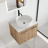 24" Floating Bathroom Vanity with Sink,24 Inch Single Sink Wall Mounted Bathroom Vanity,2 Doors and White Ceramic Basin Sink Top 1