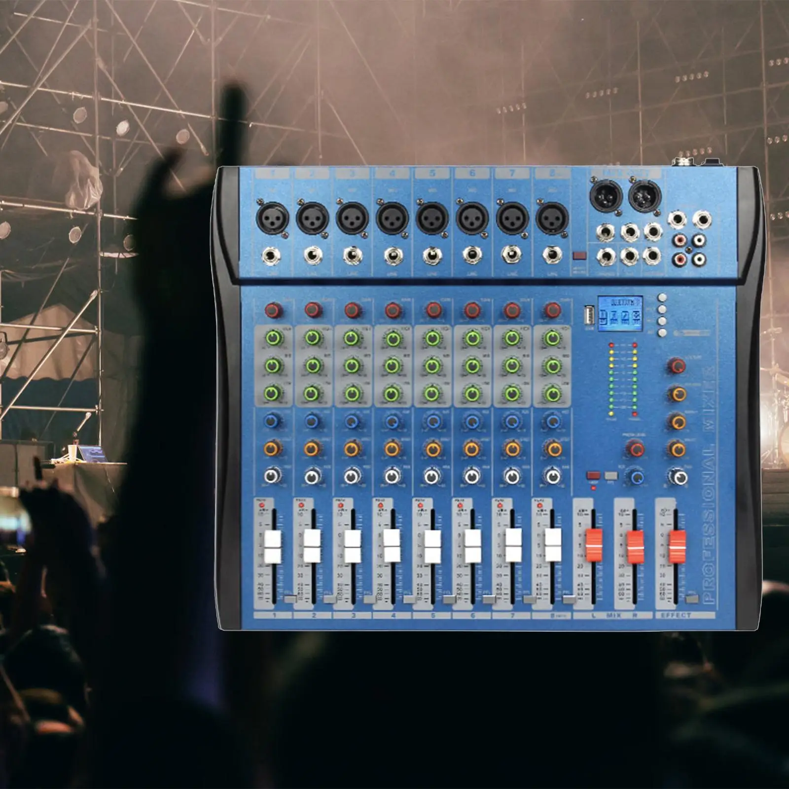 

8 Channel Mixer Sound Mixing Console Digital Mixer US Plug for Studio Recording 40.5x34x3.7cm Professional XLR Microphone Jack