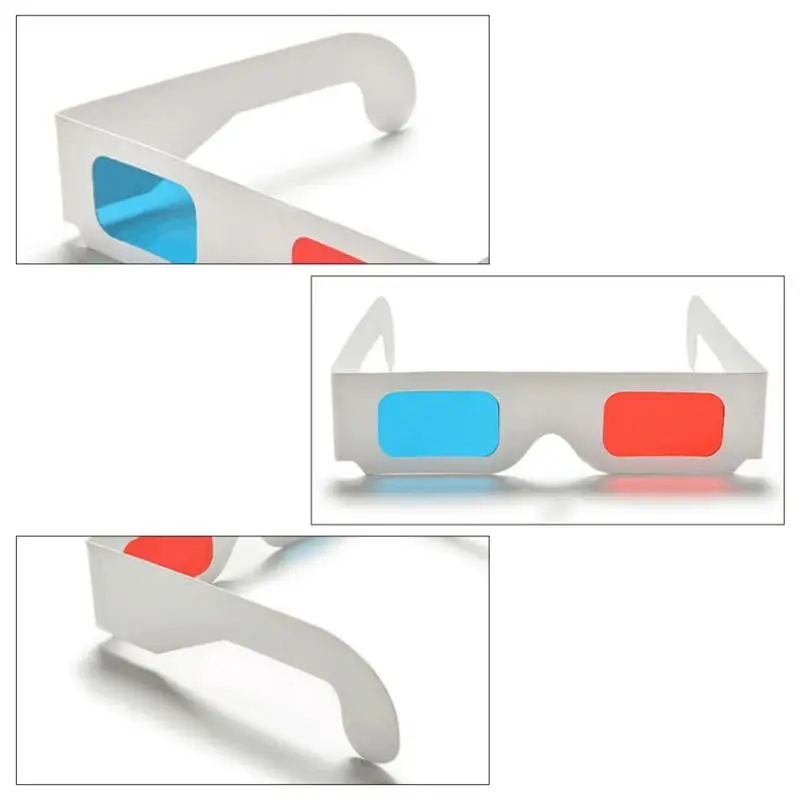50pcs Universal Paper Anaglyph 3D Glasses Paper 3D Glasses View Anaglyph Red/Blue 3D Glass For Movie Video Card