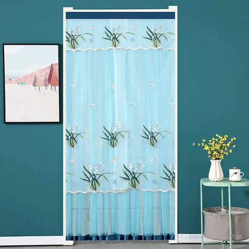 Anti-Mosquito and Insect-proof Door Curtain, Lace Partition Curtain, Anti-fly, Kitchen and Bedroom Decor, Free Punch Home Summer