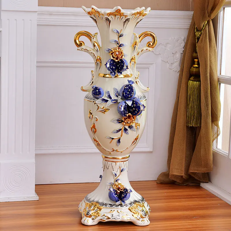 

Ceramic High Floor Vase Living Room Flower Arrangement Decoration Dried Flower Vase Floor Large TV Cabinet Home Decorations