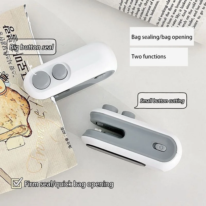 New Mini Bag Sealer Plastic Bag Sealing Machine 2 in 1 Heat Seal Rechargeable With Cutter For Plastic Bags / Snack Bags 4