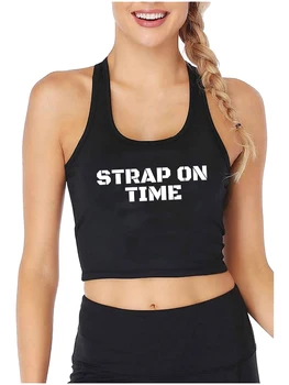 Strap On Time Design Sexy Pegging Crop Top Swinger Naughty Lifestyle Tank Tops Hotwife Humorous Fun Flirty Camisole