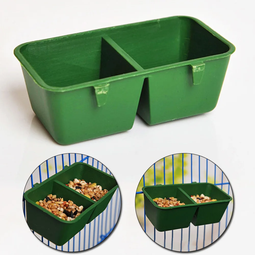 Parrot Feeder Bird Feeder Parrot Feeding Bowl 2In1 Bird Food Water Bowl Parrot Dual Feeding Cup Plastic Pigeons Cage Water Food Feeder Bird Parrot Pet Aviary Box Bowl