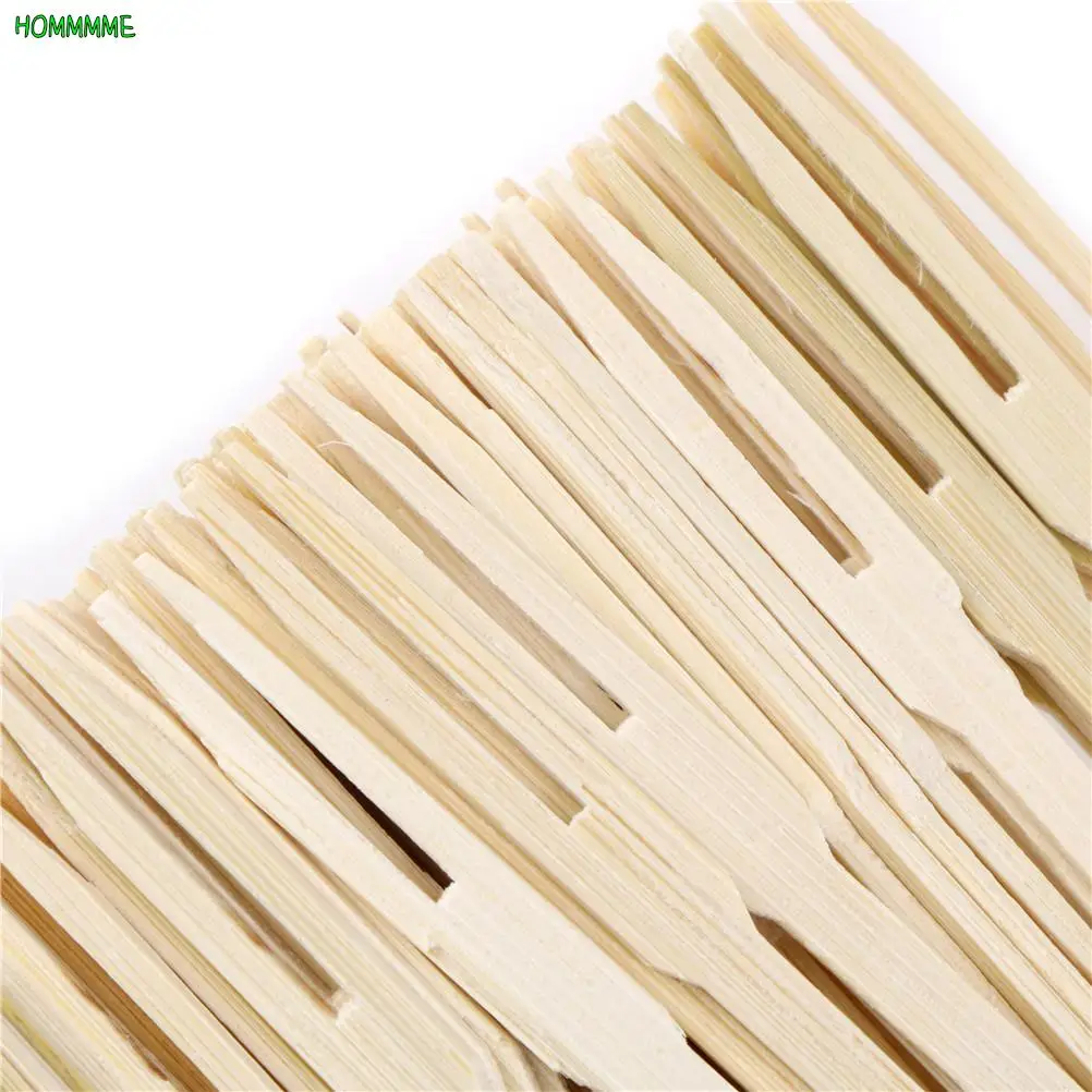 Fruit Fork 50pcs/100pcs Bamboo Disposable Wooden Fruit Fork Dessert Cocktail Fork Set Party Home Household Decor Tableware Supplies