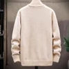 Knitted Cardigan Solid Color Sweater Men Zipper Autumn New Long-sleeved Jacket Warm Fleece Cardigans Jacket 2