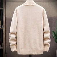 Knitted Cardigan Solid Color Sweater Men Zipper Autumn New Long-sleeved Jacket Warm Fleece Cardigans Jacket 2